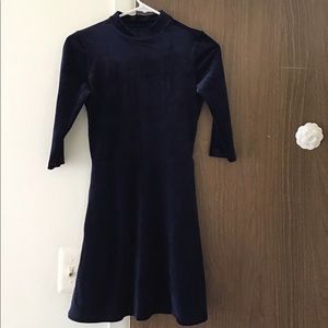 Suede navy 3/4 sleeve dress